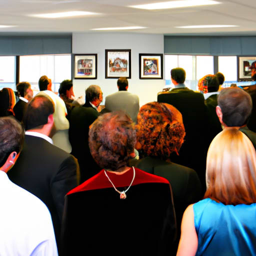 a large group of business people in a room