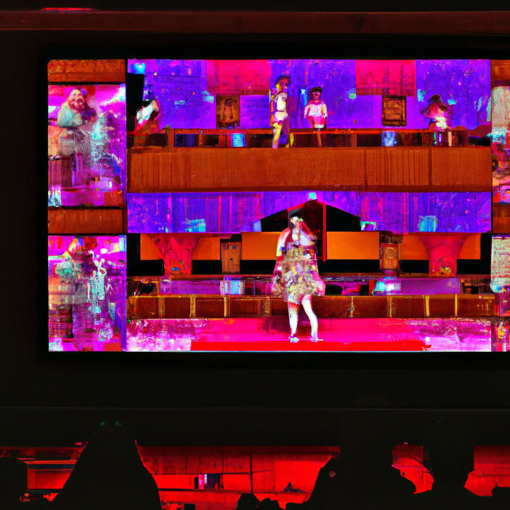 person on stage with live audience and broadcasted virtually