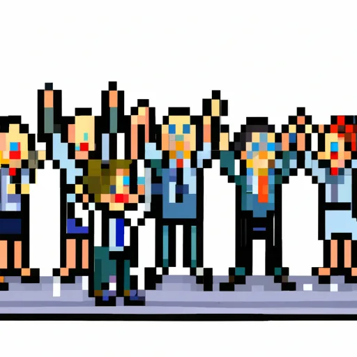 a group of people giving praise to a business
