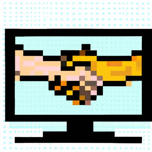 two people shaking hands through a computer screen