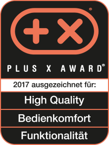 Plus X Award 2017 High Quality, Bedienkomfort, Funktionalität Plus X Award 2017 High Quality, Bedienkomfort, Funktionalität