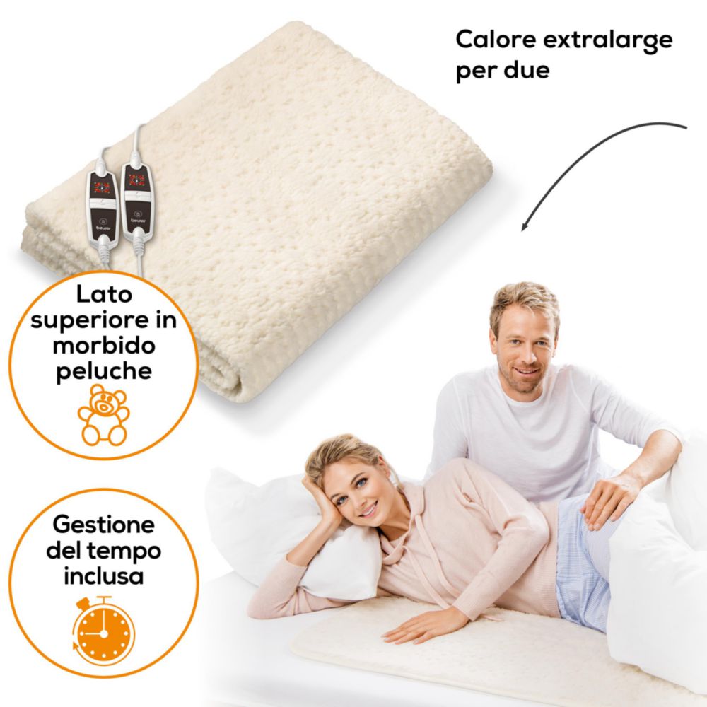Coprimaterasso Riscaldato Bearhug 135x190 Cm - Sherpa 200 G/m², 10 Temperature, Doppio Controllo, Timer 12 Ore, Lavabile