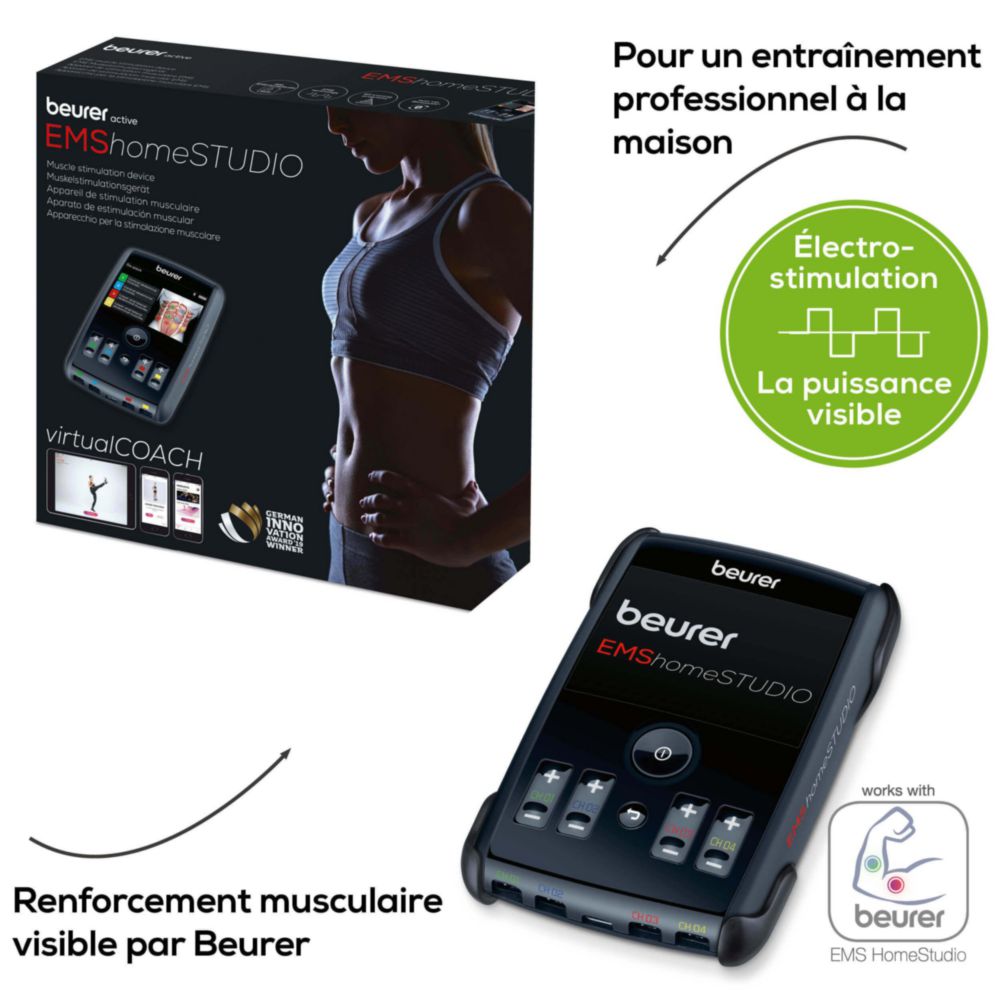 HENESE Appareil EMS Stimulation Musculaire - Ceinture Abdominale 8 Modes 19 Niveaux USB Rechargeable