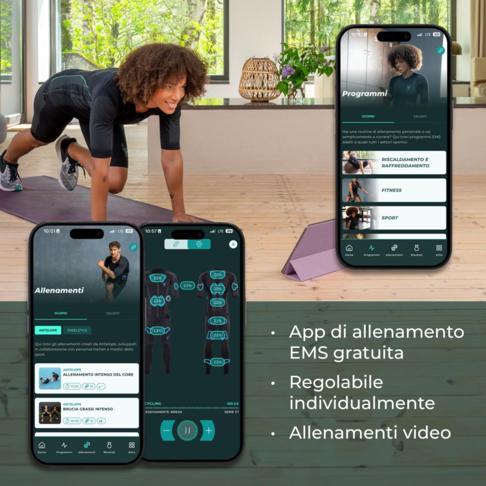 Tuta EMS Wireless OHM Fitness EmPower Donna - Nero, Taglia XS, Con 20 Elettropastiglie
