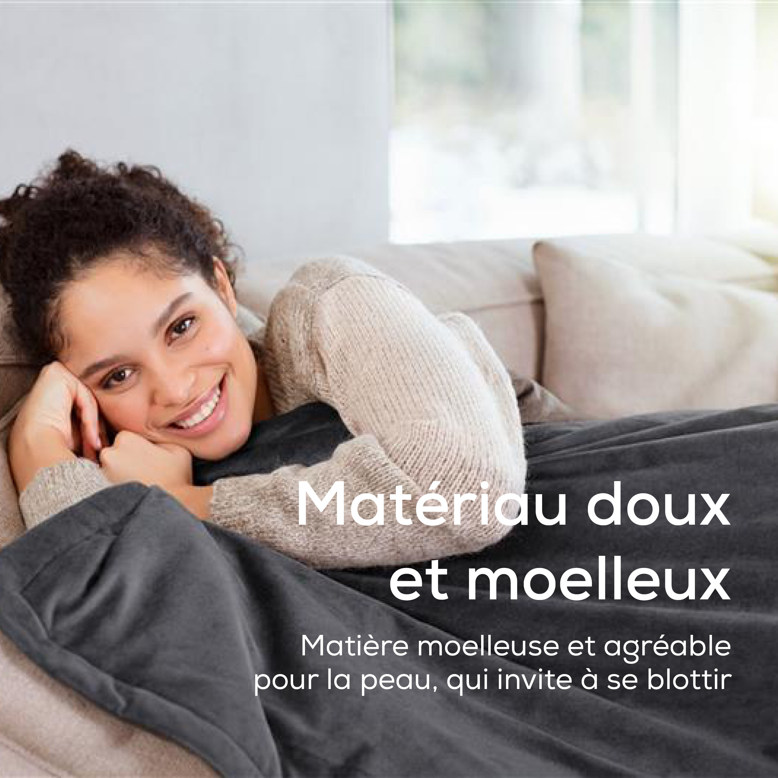 Delindo Lifestyle Couverture Chauffante Électrique XXL 215x240 Cm - Peau D'Agneau Grise, 6 Niveaux, Arrêt Auto 4h
