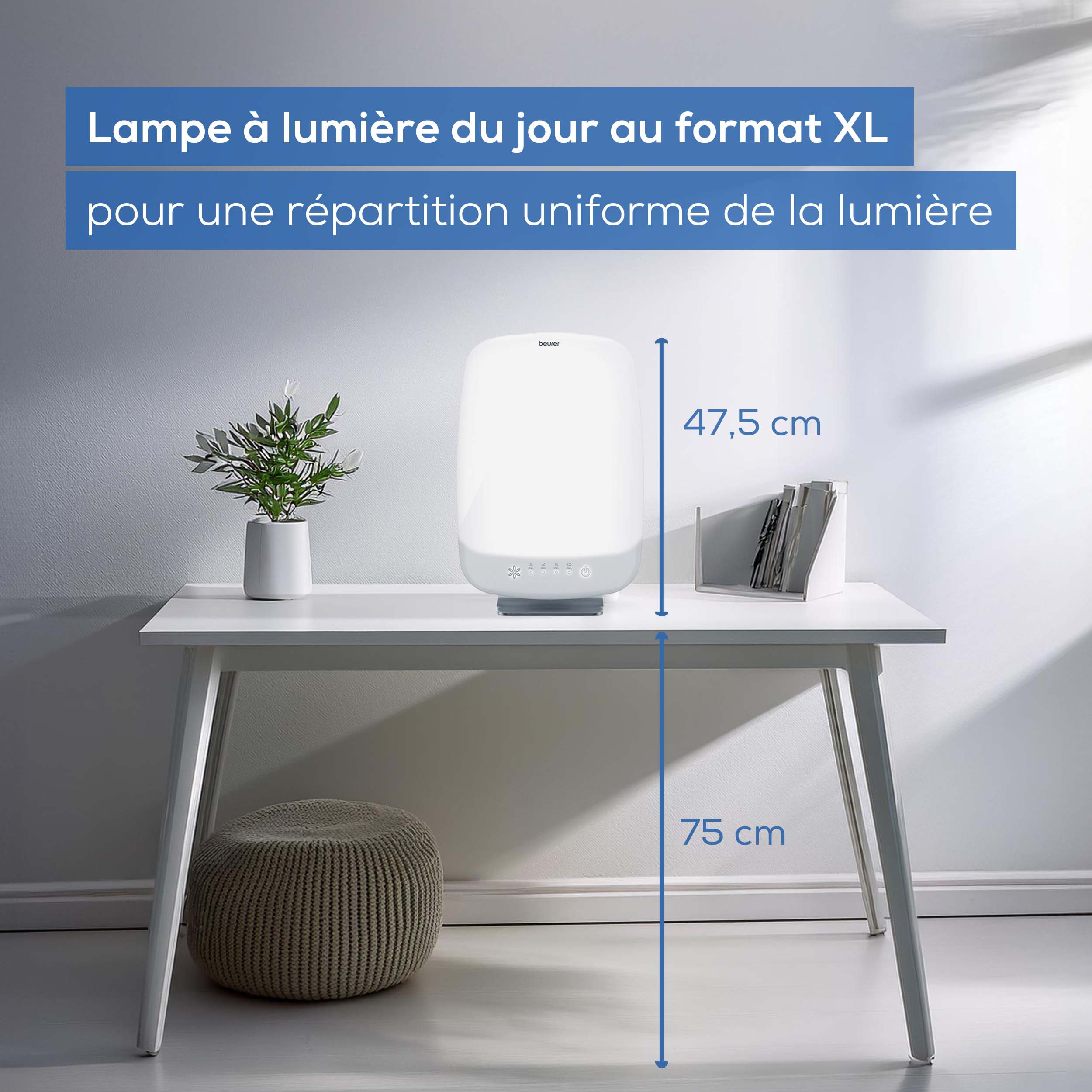 Beurer TL 30 Lampe De Luminothérapie 10 000 Lux – Lumière Du Jour Compacte Anti-Fatigue Hivernale, Format Tablette Avec Support Réglable