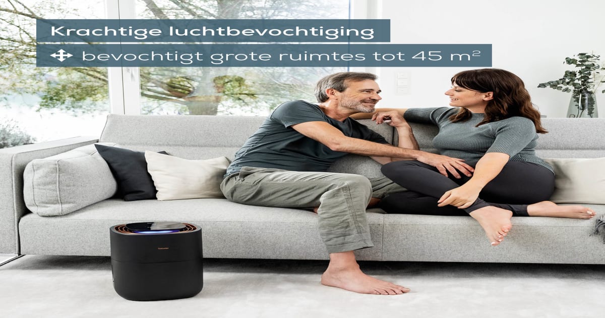 Beurer LB 300 Plus Luchtbevochtiger met energie-efficiëntie en koude verdampingstechnologie, luchtvochtigheidsindicator in kleur, voor ruimtes tot ca. 45 m²