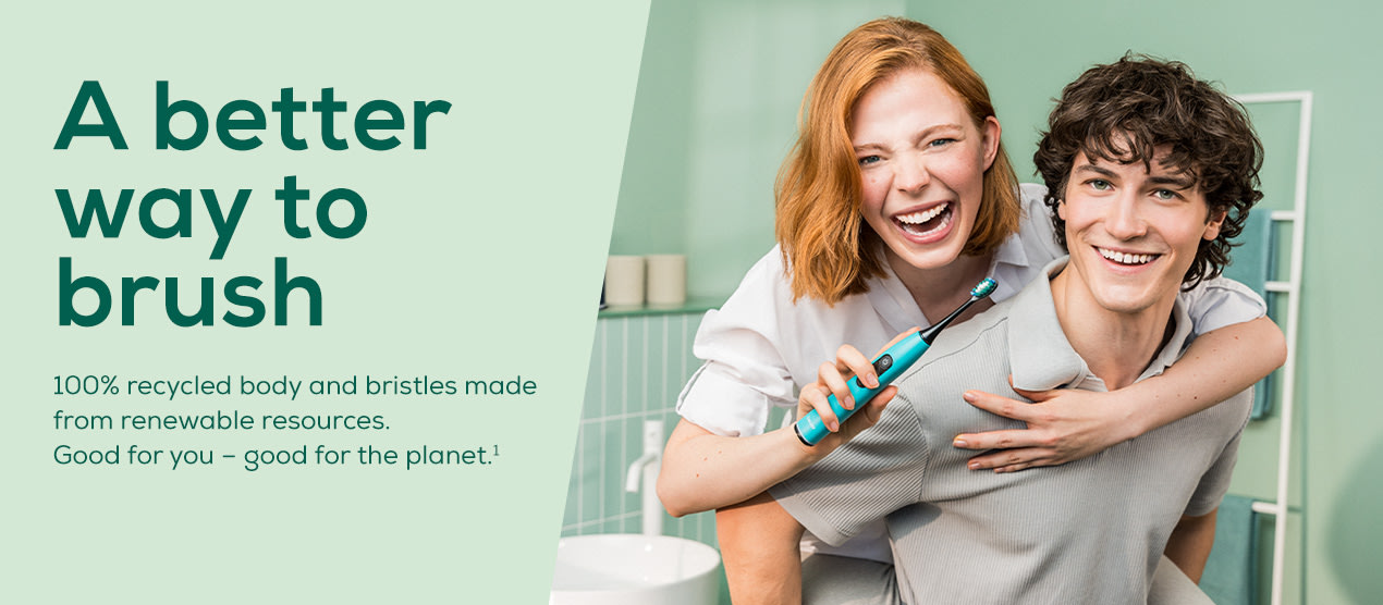 Beurer banner for the Dental Care landing page: 'A better way to brush – 100% recycled body and bristles made from renewable resources. Good for you – good for the planet.'