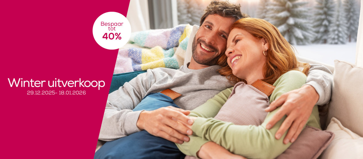 Banner voor de actiewebsite van Winter uitverkoop: Winter uitverkoop, Bespaar tot 40%, 29-12-2025 - 18-01-2026