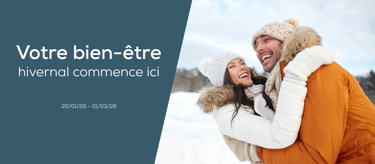 Bannière pour la page d'action du Bien-être hivernal, Texte : Votre bien-être - hivernal commence ici, 20.01.2026 - 01.03.2026