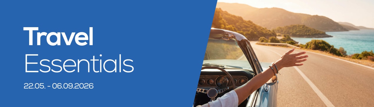 Banner mit Text: Reisegadgets für deinen Urlaub vom 16.06.2025 bis 03.09.2025