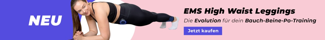 Brünette Frau macht Plank in EMS High Waist Leggings von Antelope