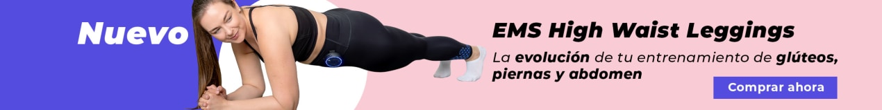 Una mujer morena hace un ejercicio de plancha mientras lleva unos leggings EMS de talle alto de Antelope.
