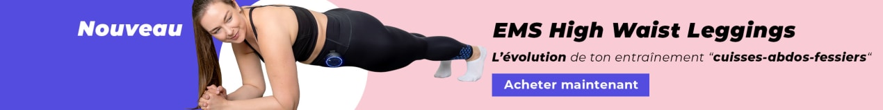 Une femme brune fait un exercice de gainage (planche) en portant un legging taille haute EMS Antelope.