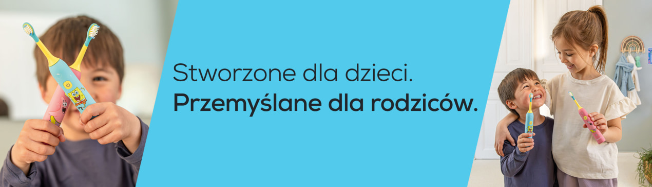 Dzieci szczotkują zęby elektryczną szczoteczką do zębów Beurer SC 11 w stylu SpongeBoba