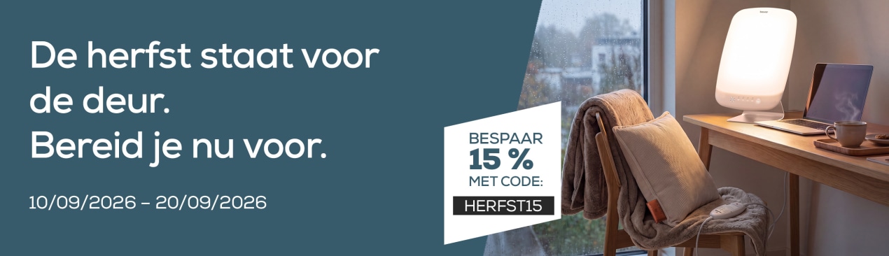 Verschillende Beurer producten zoals HK 77 en TL 95 zijn op een bureau te zien