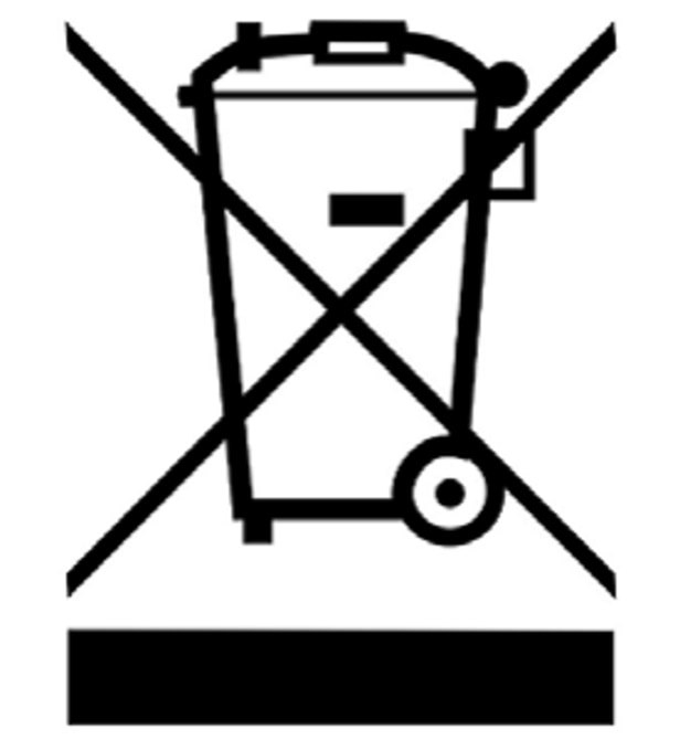 Symbol, das kennzeichnet, dass das Produkt nicht in den Hausmüll entfernt werden darf.