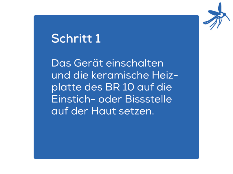 Schritt 1 bei der Anwendung des Beurer BR 10 Insektenstichheilers