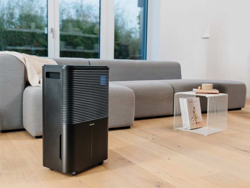 Der LE 250 steht auf der linken Seite in einem modernen Wohnzimmer.