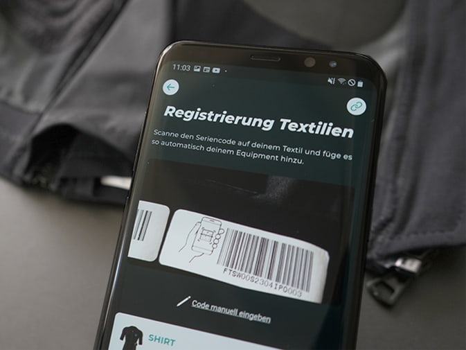 Die Registrierung der EMS Textilien von Antelope in der EMS App ist zu sehen.