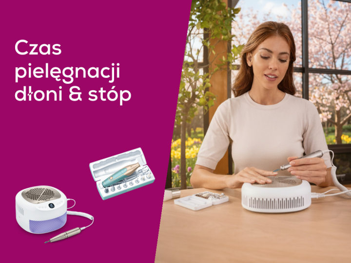 Teaser strony głównej "Manicure/Pedicure" ze zdjęciami produktowymi dwóch urządzeń do manicure/pedicure firmy Beurer