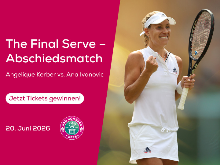 Startseitenteaser "Wir verlosen Tickets" mit Verlinkung auf Aktionsseite für Bad Homburg Open Gewinnspiel