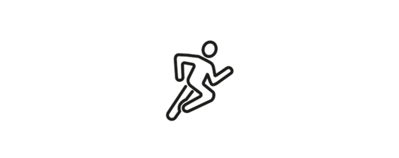 Das Icon zeigt eine laufende Person zur Darstellung, dass auf den Körper gehört werden muss.