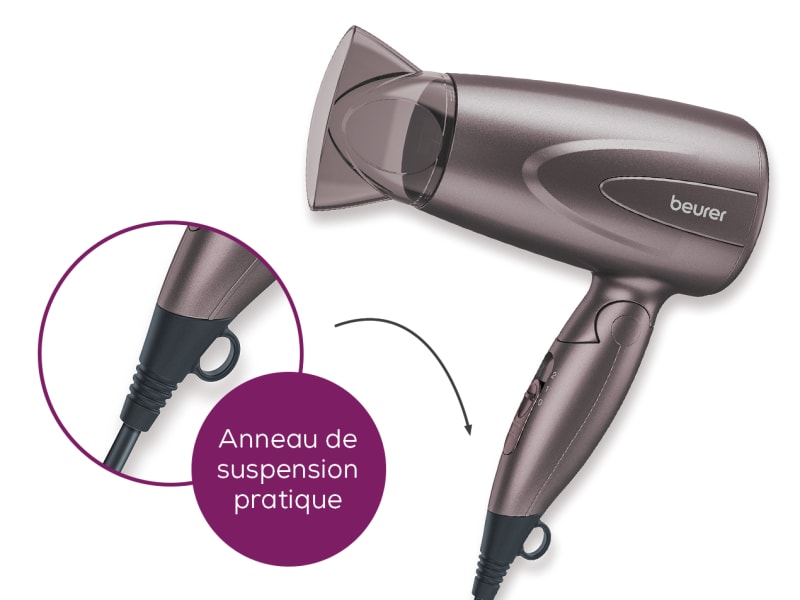 Anneau de suspension pratique du sèche-cheveux HC 17 de Beurer