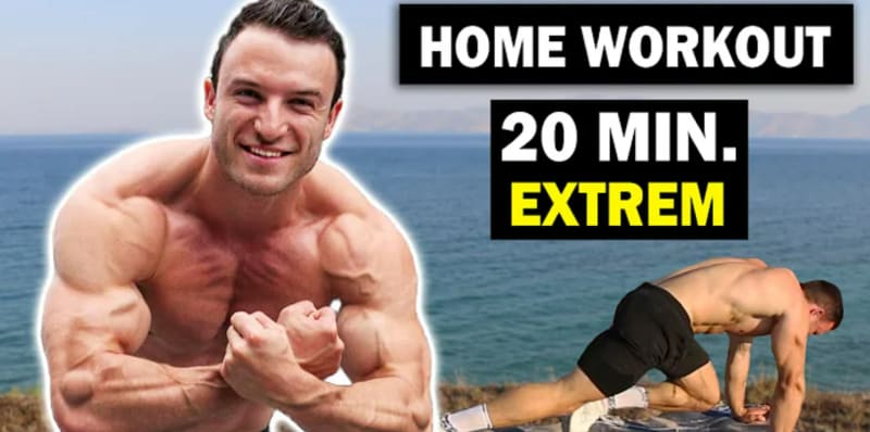 YouTuber Sascha Huber shows a 20-minute home workout.