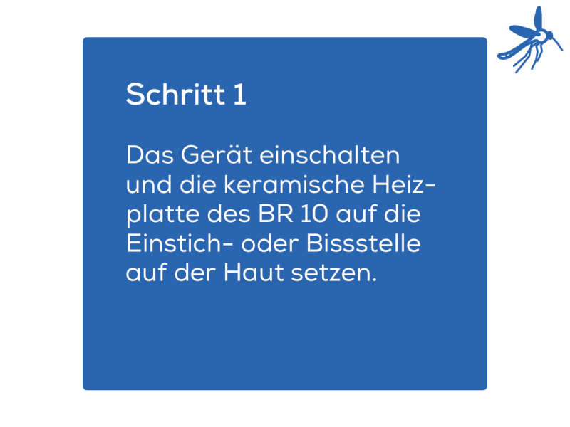 Schritt 1 bei der Anwendung des Beurer BR 10 Insektenstichheilers