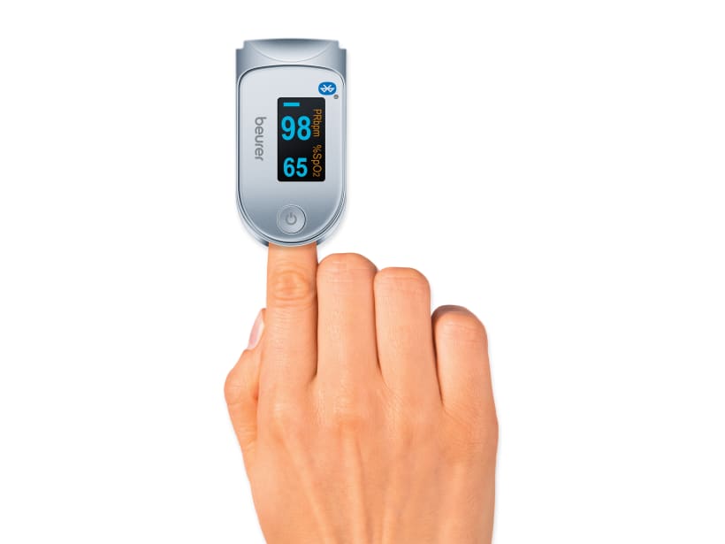 Beurer PO 45 Oxymètre de pouls, mesure de la saturation en oxygène (SpO₂),  de la fréquence cardiaque (pouls) et de l'indice de perfusion (IP), écran