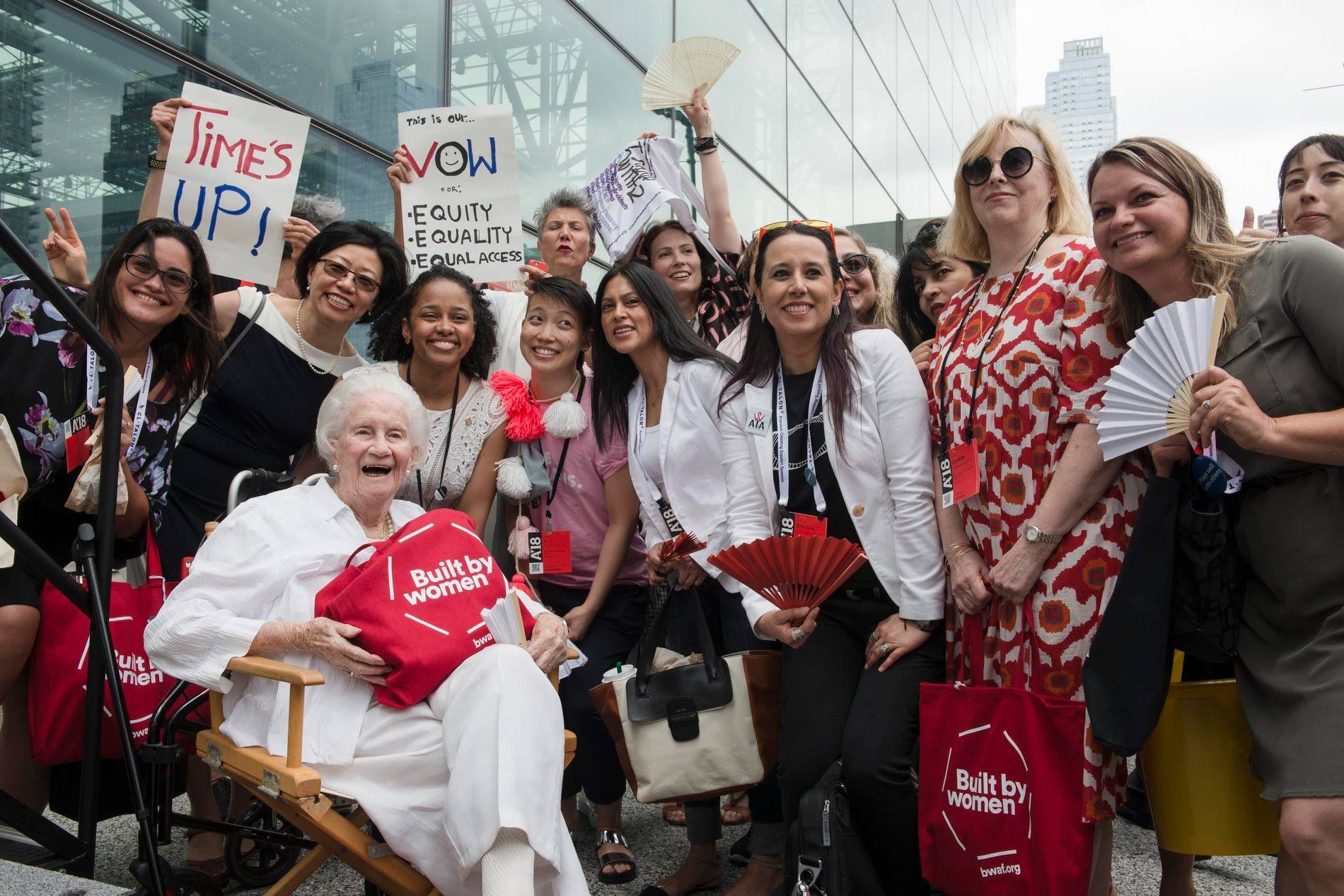 Founder Beverly Willis and Executive Director Cynthia Phifer Kracauer in a Time’s Up Flash Mob, 2018