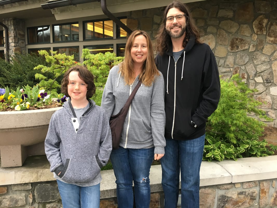 Rachel Brougham with her husband Colin and son Thom