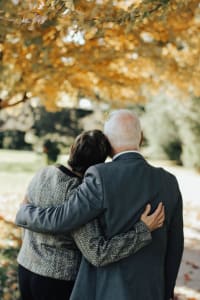 Man and woman at a funeral