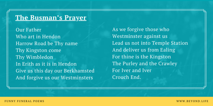 The Busman's Prayer, one of our top 10 funny funeral poems