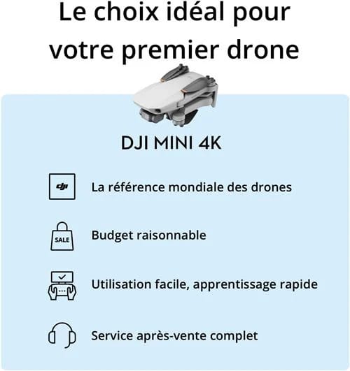 DJI Mini 4K — Drone 4K débutant <250 g — vue 3
