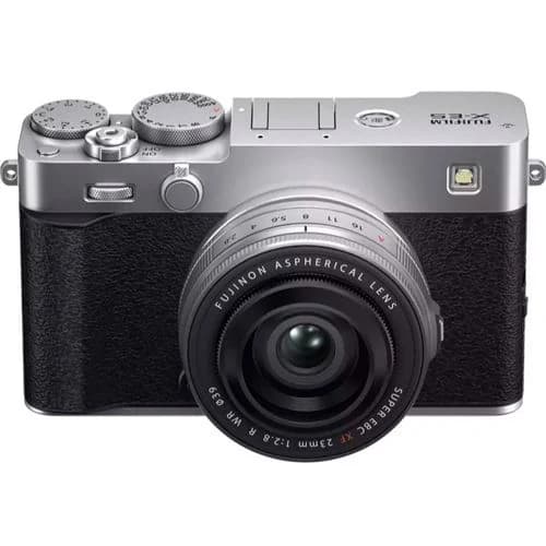Fujifilm X-E5 Argent + XF 23 mm f/2.8 R WR — vue 3