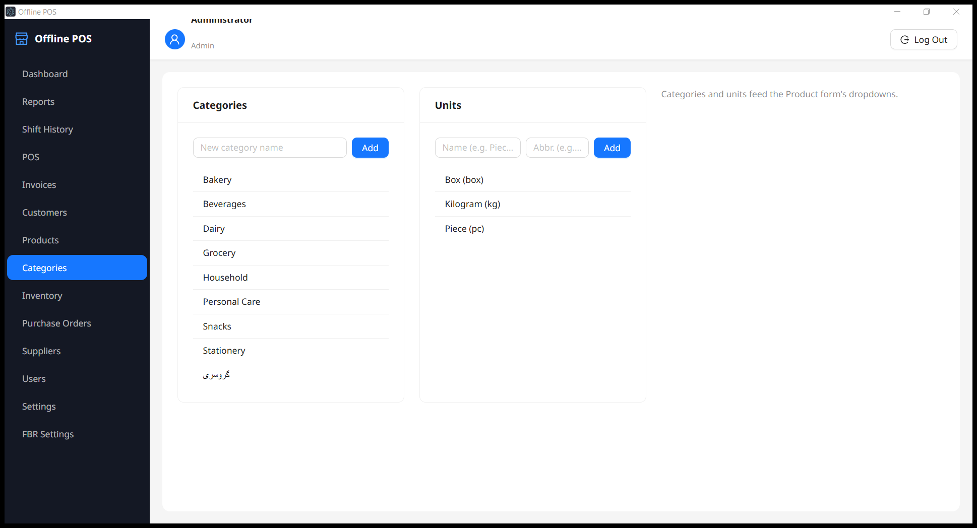 categories and unit