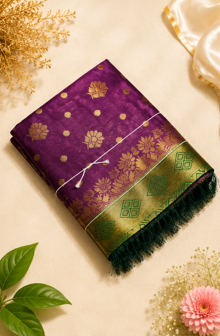 Radhika Pattu Purple Green