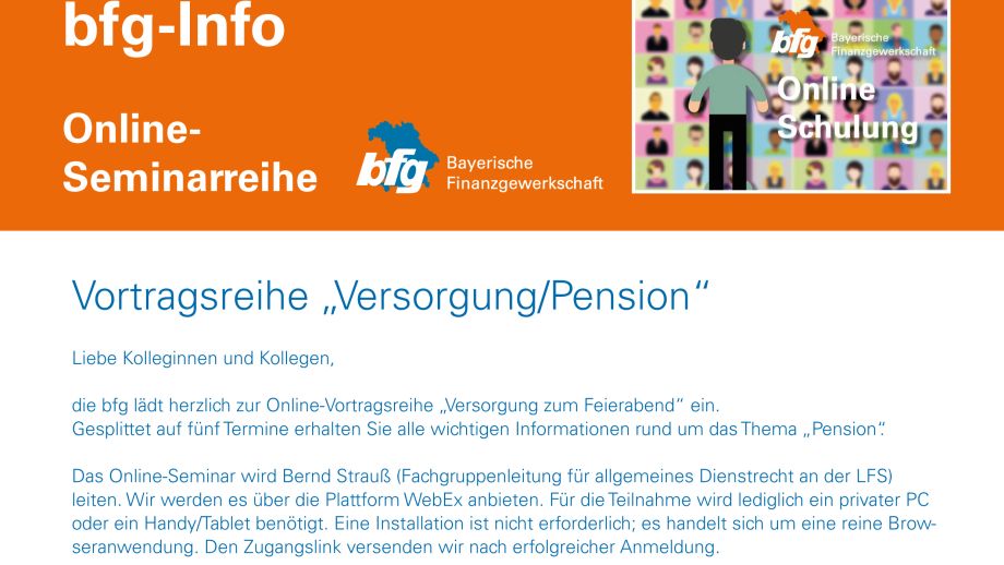 bfg Vortragsreihe für die Beschäftigten der Finanzverwaltung