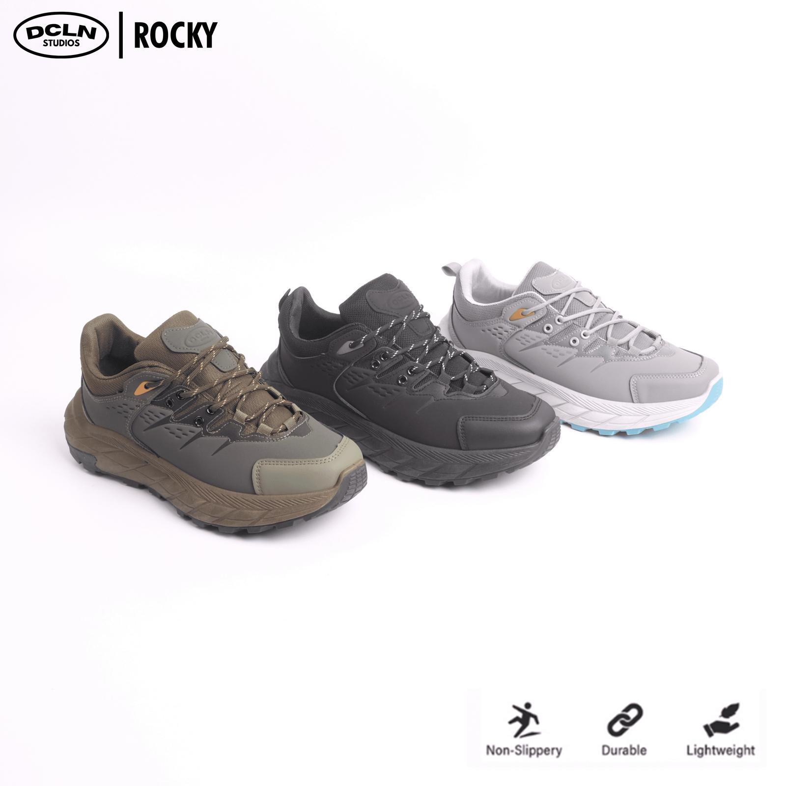 Declan Outdoor Sneakers Casual Shoes Pria Rocky 01-098 Karet Kasual Black Sport Nyaman Kuat Anti Slip Sol Grip Kuat Bahan Breathable Ringan