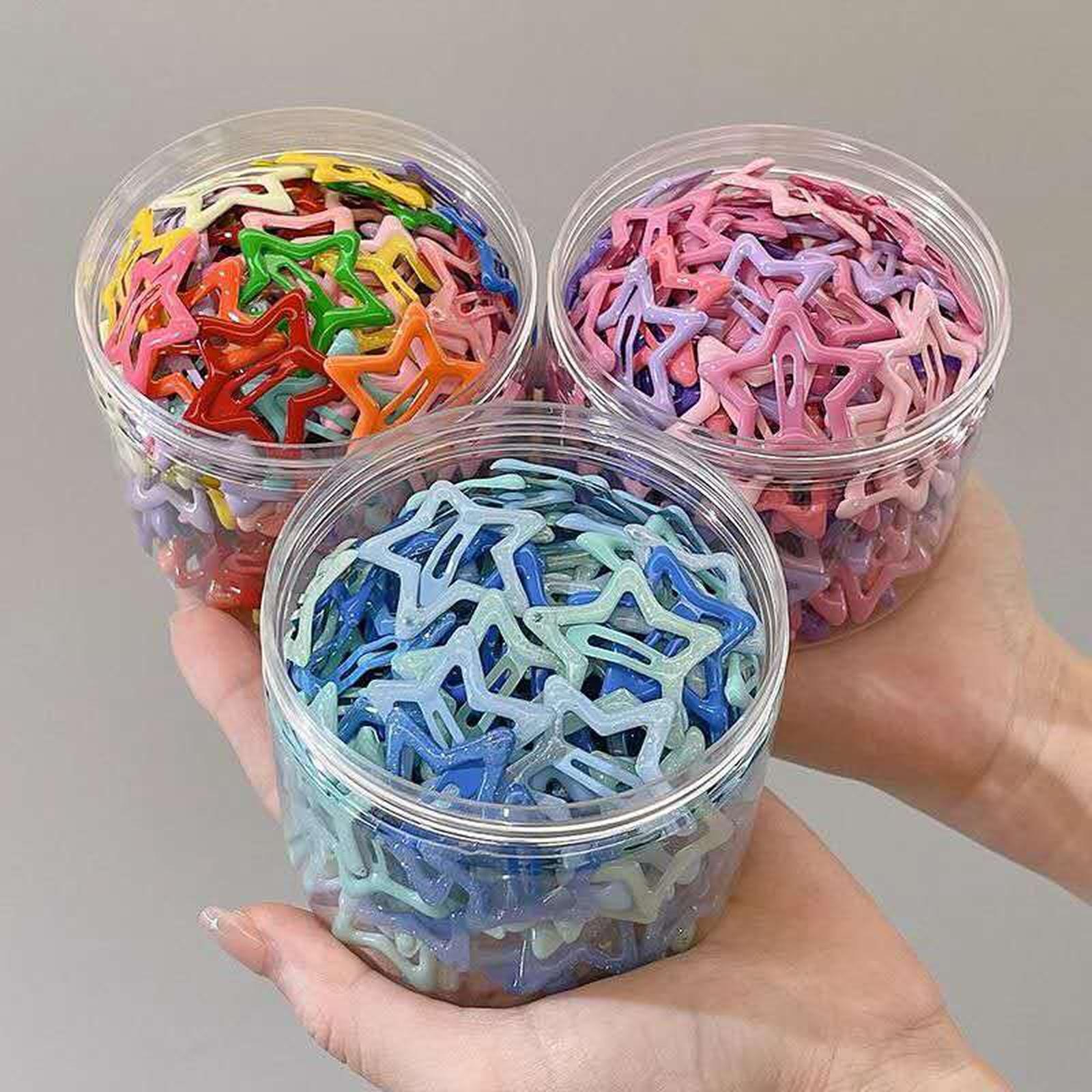 JEPIT BINTANG MIX WARNA | hair clips jepitan rambut motif bintang isi 100 pcs isi 50 pcs 1 pcs untuk anaK-anak & remaja jepit bintang gliter jepit bintang polkadot - polcadot, 10 pcs