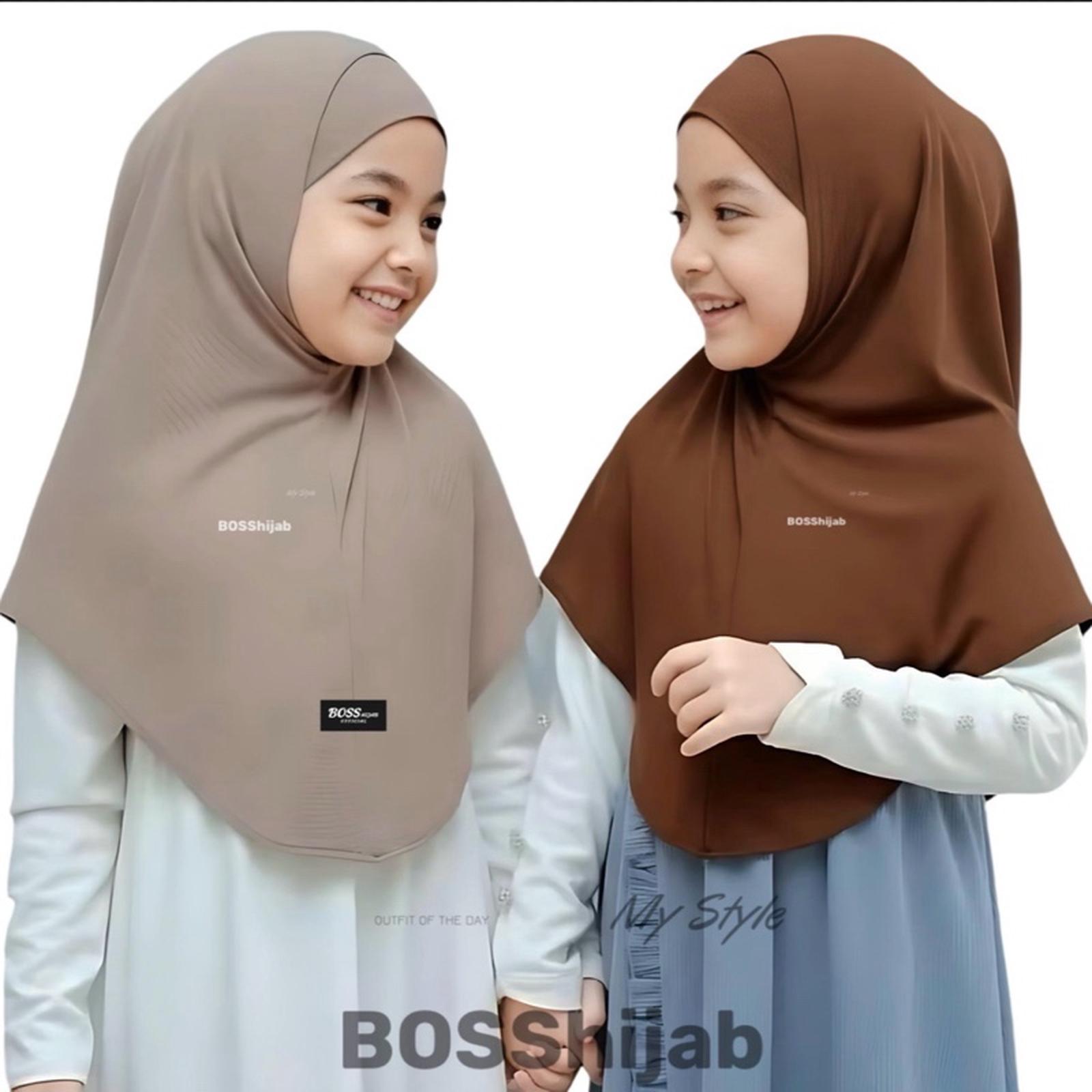 BOSShijab anak/ jilbab instan anak bergo (kerut dagu karet) ZEEVA non ped daily kids usia 0-10th - Milo, ZEEVA 0-18bln(S)