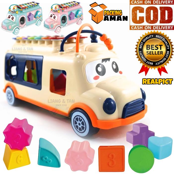 ( BISA COD ) PROMO Mainan Edukasi Anak Bus Xylophone Sortasi Bentuk Wire Alur Kawat Happy Bus Mainan / Mainan Anak Laki Laki / Mainan Anak Perempuan SNI