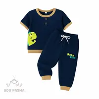 ADG Pasma Setelan Piyama Baju Tidur Anak Gambar Dinosaur Usia 2-7 Tahun Fashion Lucu Nyaman untuk Kegiatan Malam Laki-Laki Biru - Navy, L (2-3 Tahun)