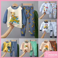 UNIWEAR BAJU TIDUR ANAK LENGAN PANJANG USIA 1-6 TAHUN BAHAN KATUN SETELAN BAYI LAKI LAKI - JERAPAH FIRE, 73 (0-6 BLN)