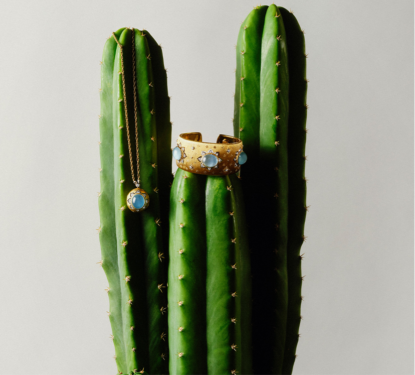 Buccellati - Macri Color Pendant with Aquamarine and Diamonds and Macri Color Bangle with Aquamarine and Diamonds