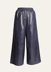 Loewe - Cropped Leather Trousers with Anagram Detail