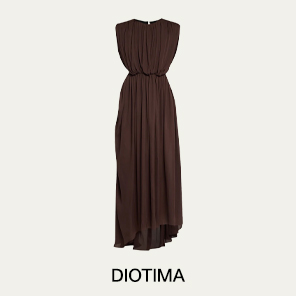 DIOTIMA - Mixed Motif Midi Dress with Bustle Detail
