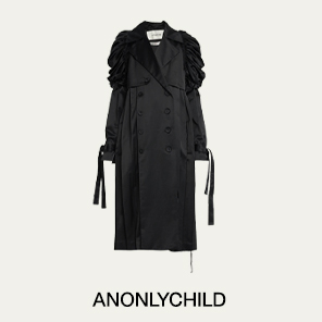 anOnlyChild - Draped Double-Breasted Long Silk Trench Coat